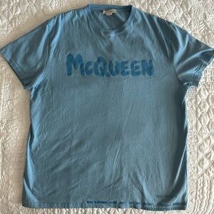 Alexander McQueen Light Blue Graffiti T-Shirt Worn Once